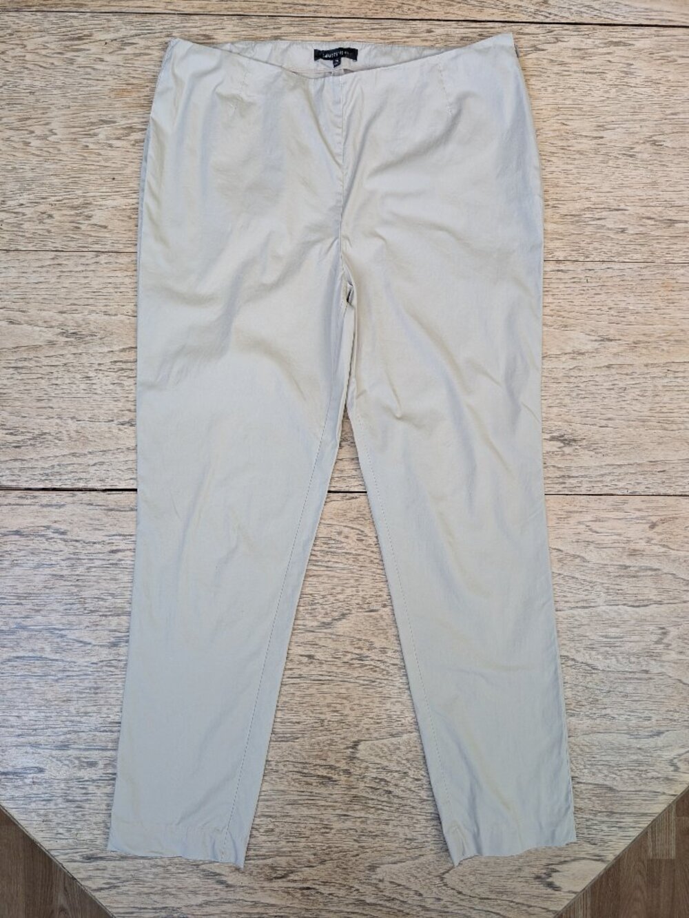 Lafayette 148 New York size 12 cotton Chrystie pants trousers light cream